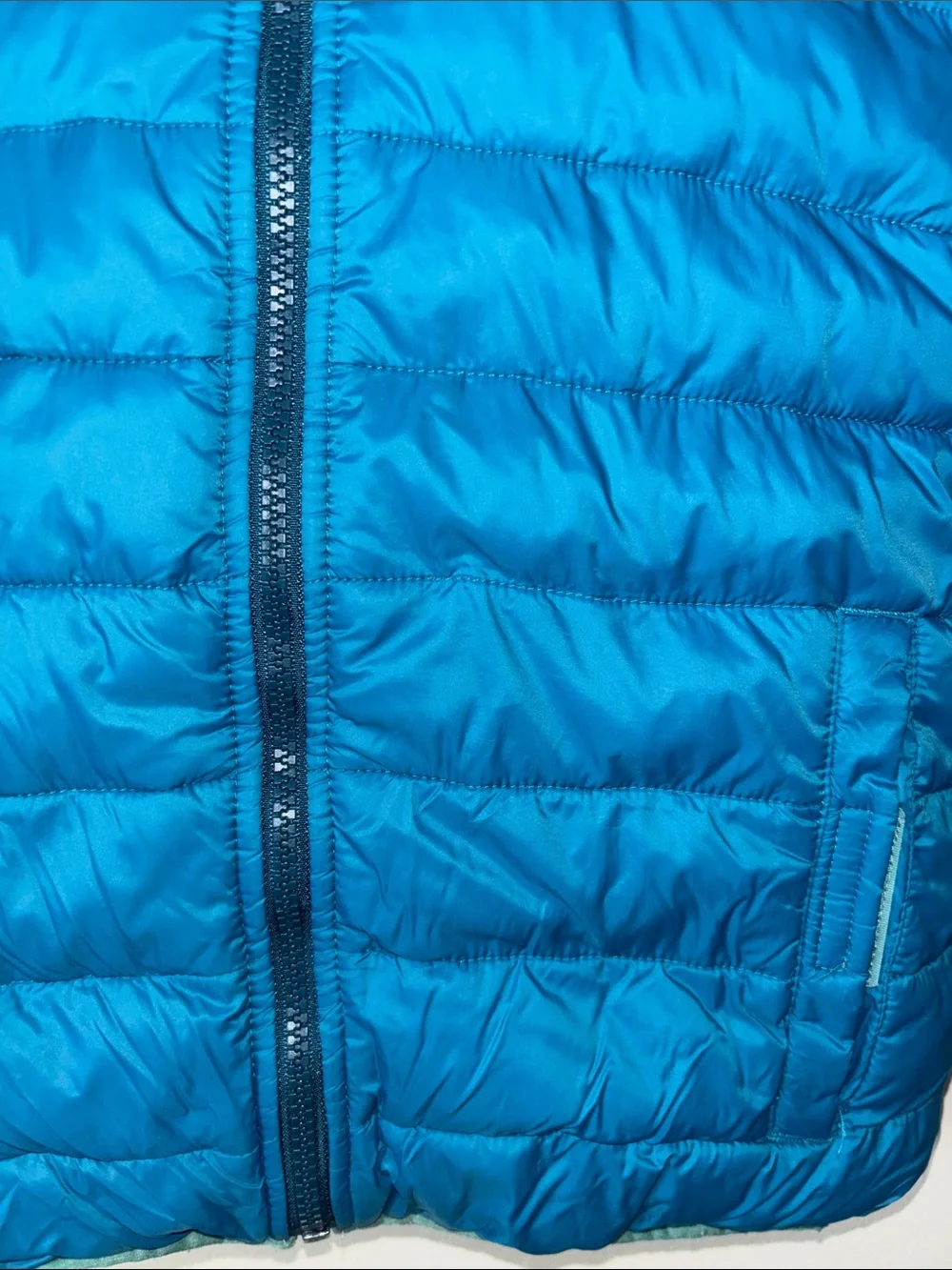 Lands’ End Blue Reversible Winter Puffer Soft Coat Jacket Size Medium